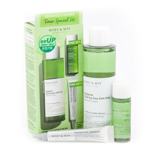 Mary&May Vegan CICA Tea Tree Toner Special Set (200ml+30ml+Eye cream 12g)