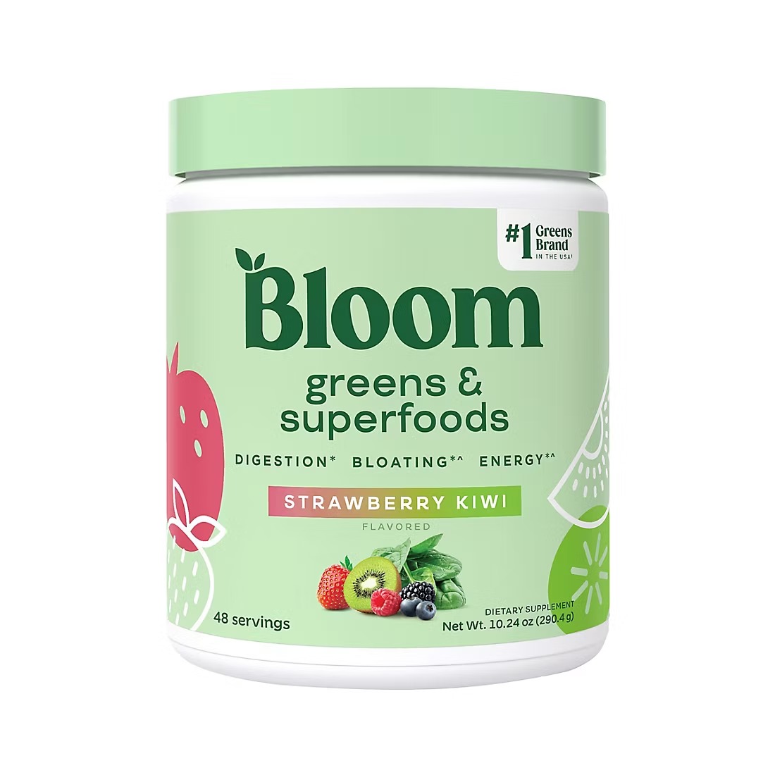Bloom Nutrition Greens & Superfoods Powder, Strawberry Kiwi, 48 Servings, 10.24 oz.